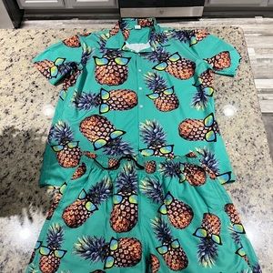 Swim trunks and matching shirt